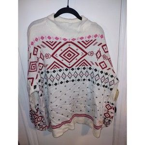 St. John's Bay Nordic cream red  sweater mock neck